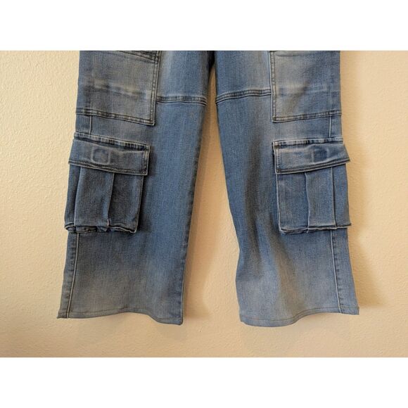 Fashion Nova Back Talking Stretch Straight Cargo Jeans  Sz 7 - Picture 8 of 13